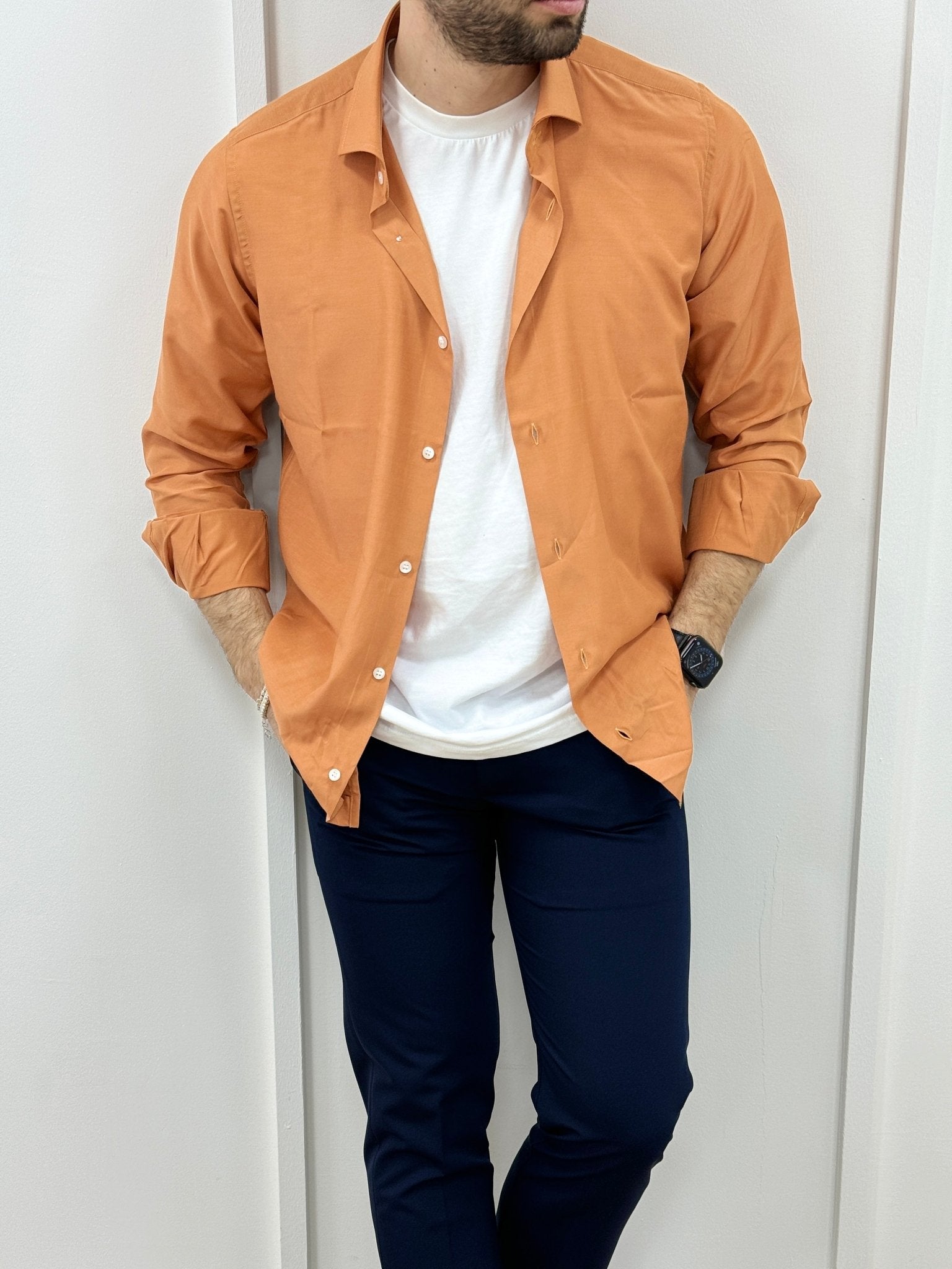 Camicia In Viscosa Slim Fit Arancione - SEASON LAB