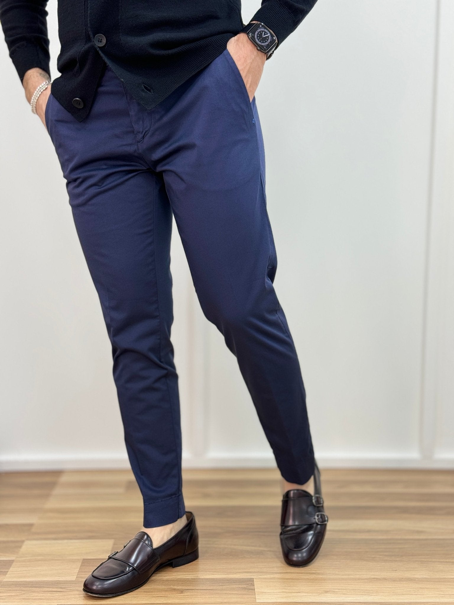 Pantalone Raso Di Cotone Blu - SEASON LAB