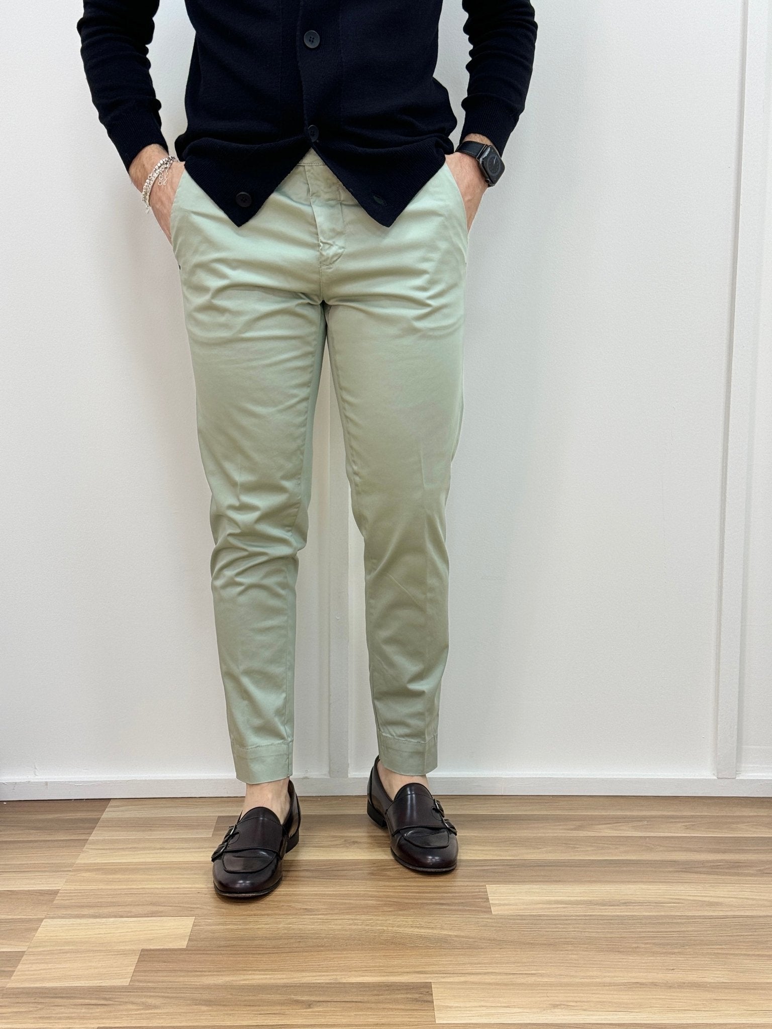 Pantalone Raso Di Cotone Verde Chiaro - SEASON LAB