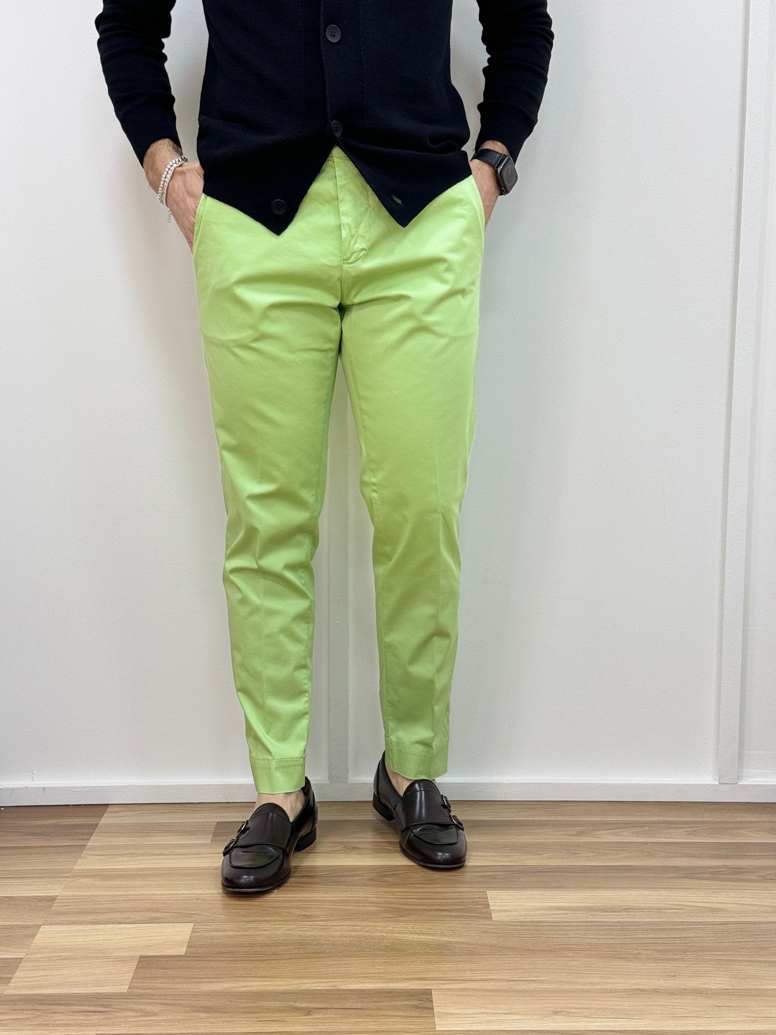 Pantalone Raso Di Cotone Verde Mela - SEASON LAB