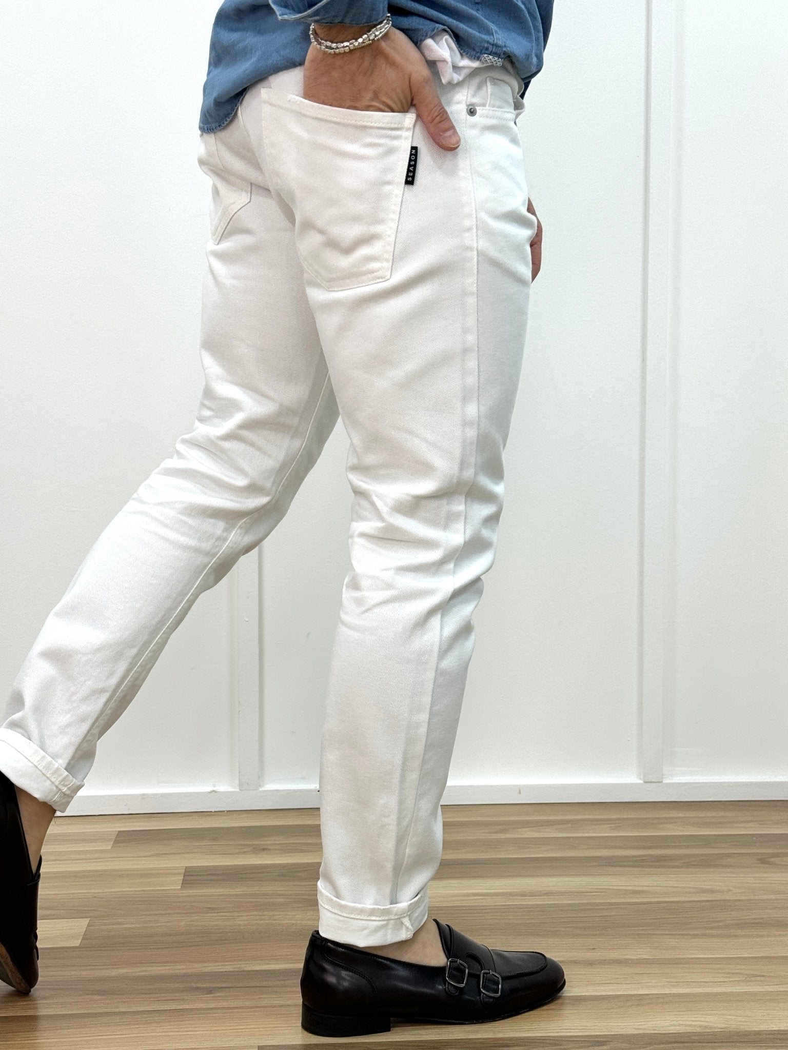 Pantalone Uomo Cinque Tasche Bianco - SEASON LAB
