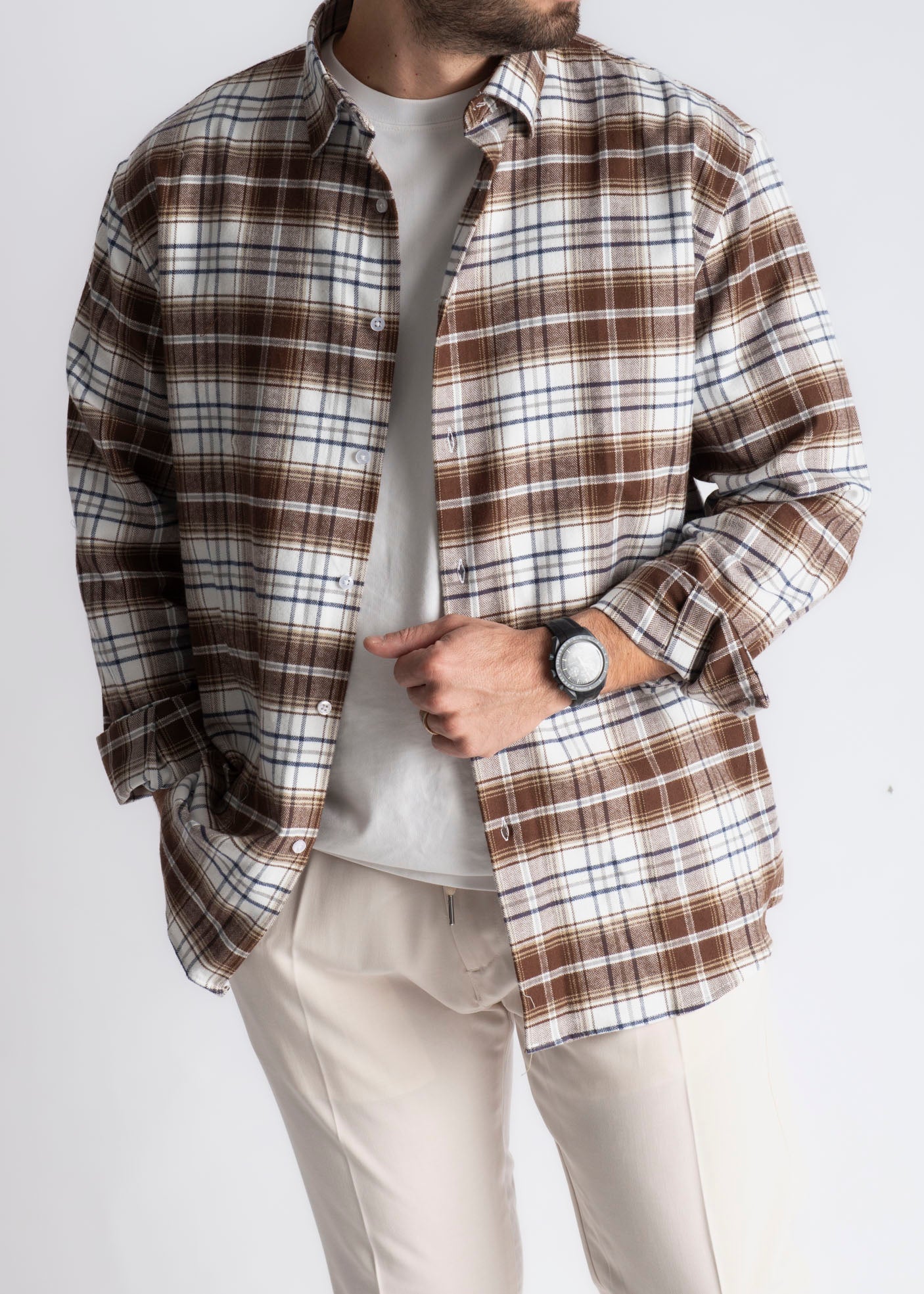 Camicia Flanella Quadro Marrone - SEASON LAB